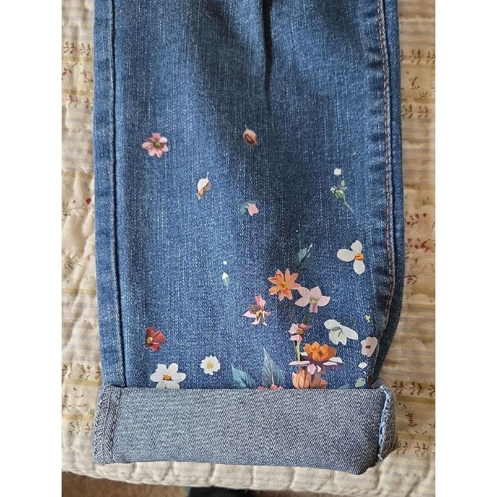 ASTYLISH Floral Patch Distressed Boyfriend Skinny Jeans, Size S BEACH PARTY! - Picture 8 of 13